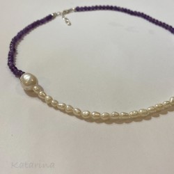 Pearl and amethyst necklace