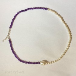 Pearl and amethyst necklace