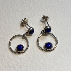 Silver circles with lapis lazuli
