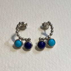 Turquoise and lapis lazuli earrings