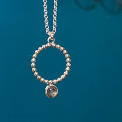 Silver necklace with labradorite