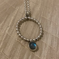 Silver necklace with labradorite
