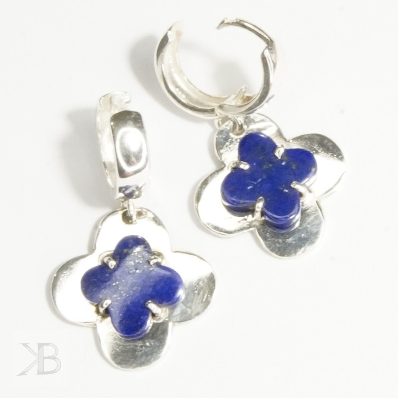 Srebrne koniczynki z lapisem lazuli