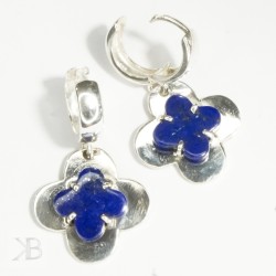 Srebrne koniczynki z lapisem lazuli