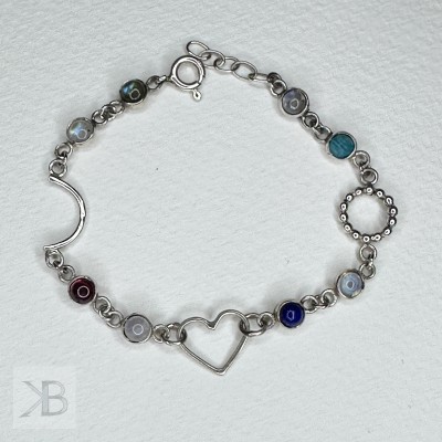 Silver bracelet with colorful stones