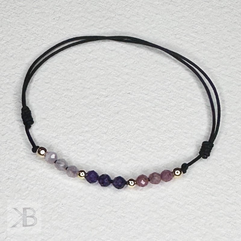 Silver amethyst bracelet with tourmaline