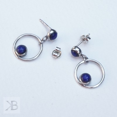 Silver circles with lapis lazuli