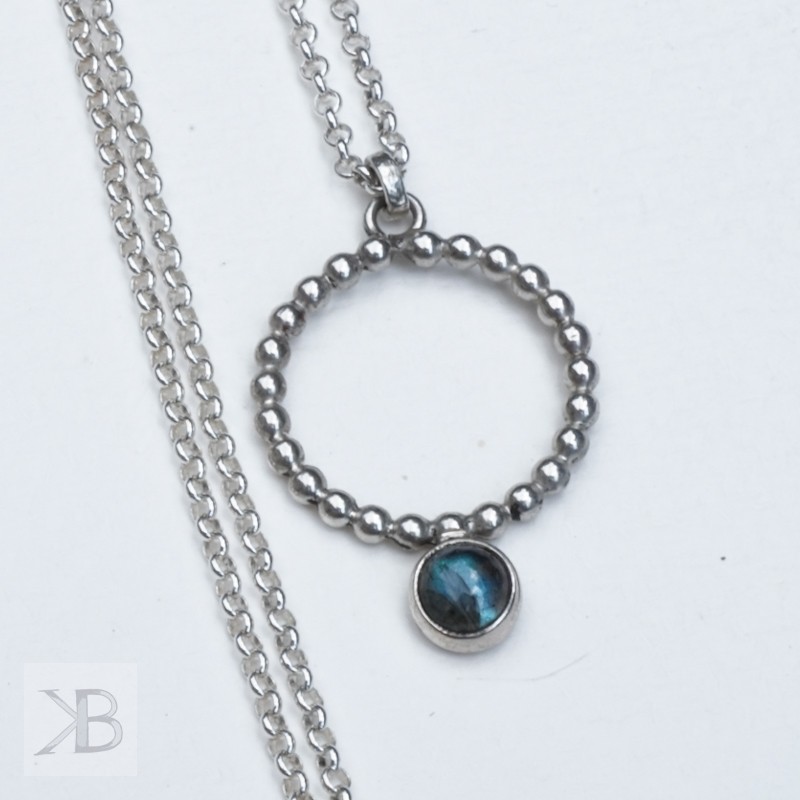 Silver necklace with labradorite