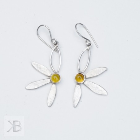 Silver flower earrings