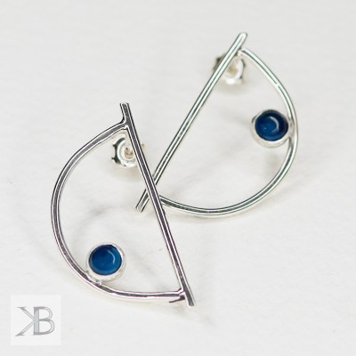 Silver earrings with navy...