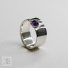 Wide silver band with amethyst