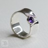 Wide silver band with amethyst