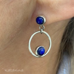 Silver circles with lapis lazuli